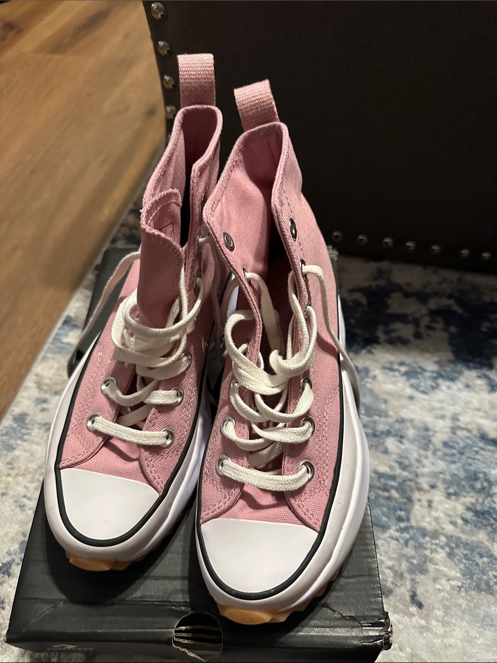 Converse Pink High-Top Canvas Sneakers with White Toe and Sole